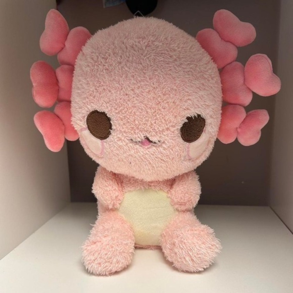 Pink‎ and white axolotl plush